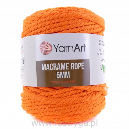 Macrame Rope 5 mm.  800 pomarańczowy neon